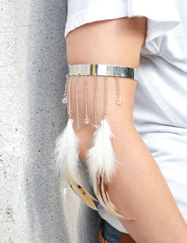 Armband - Feather Brown White Armlet