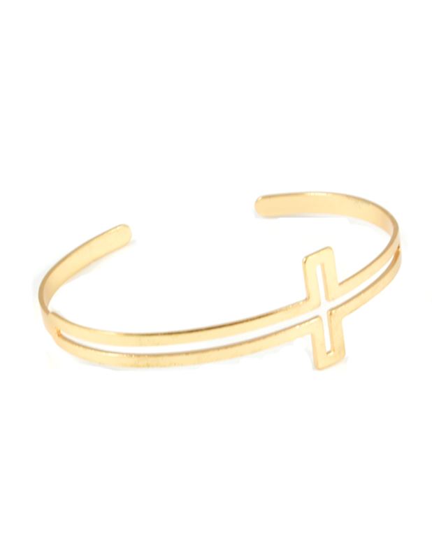 Armband - Cross Hole Stripe Cuff Gold