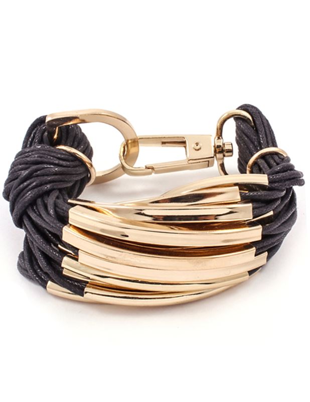 Armband - Multi Cord Tube Black Bracelet