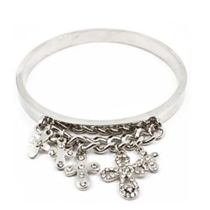 Rea - Shiny Cross Bangle Bracelet