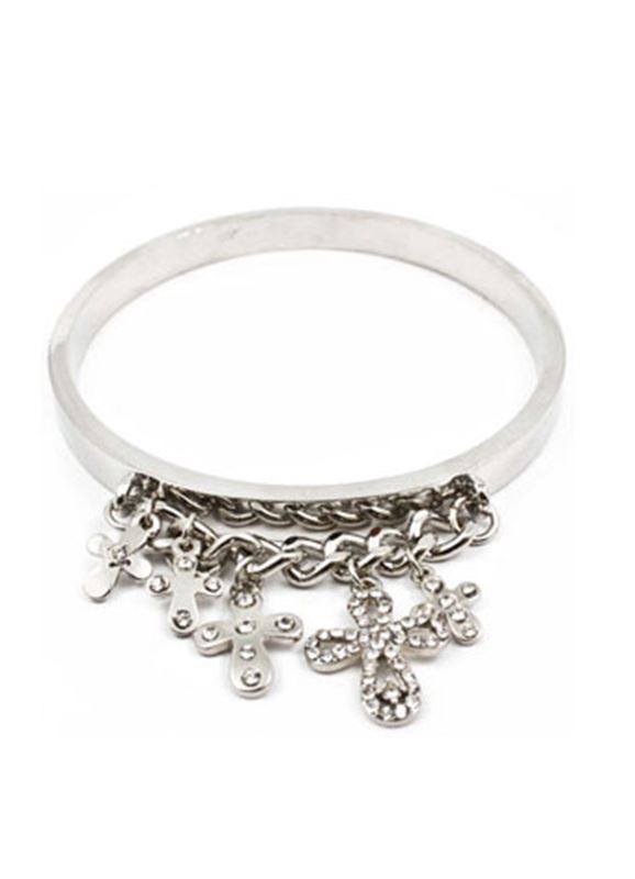 Rea - Shiny Cross Bangle Bracelet